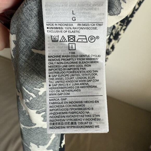 Gap NWT Puff Sleeve Smocked Midi Dress Black White Floral Large Cottage Prairie - Picture 7 of 9